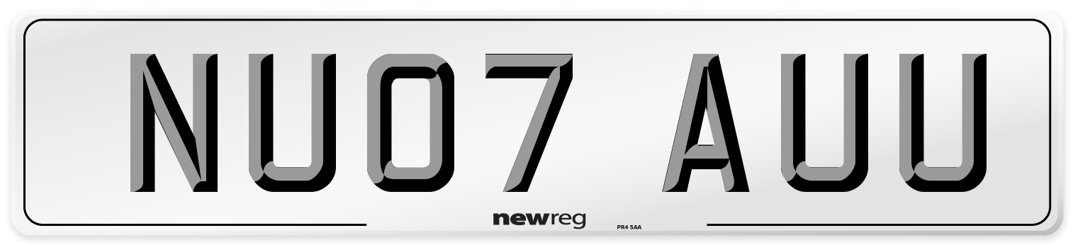 NU07 AUU Number Plate from New Reg